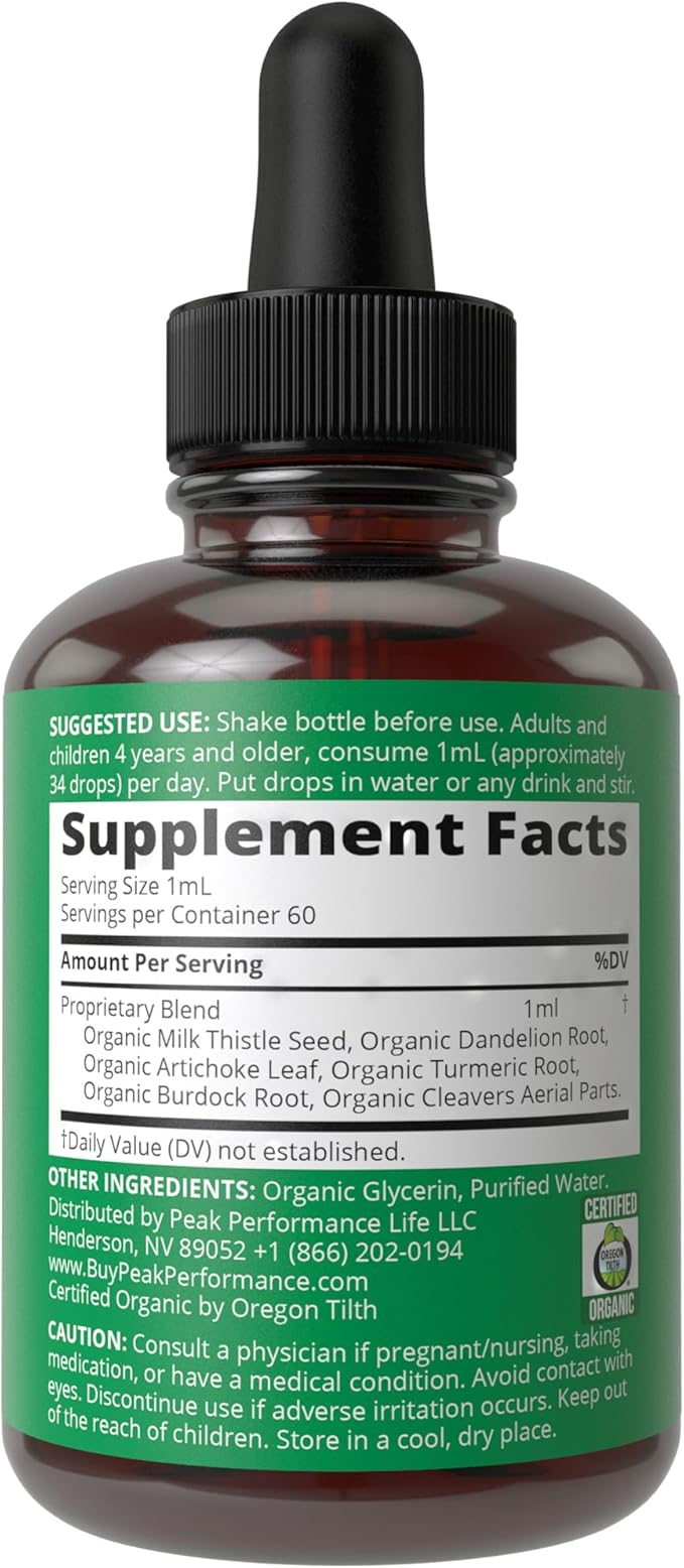 USDA Organic Liver Cleanse Detox & Repair. 6-in-1 Liquid Drops with Organic Milk Thistle, Artichoke Extract, and More. Zero Sugar, Liver Health Support Tincture Supplement Alternative To Capsules