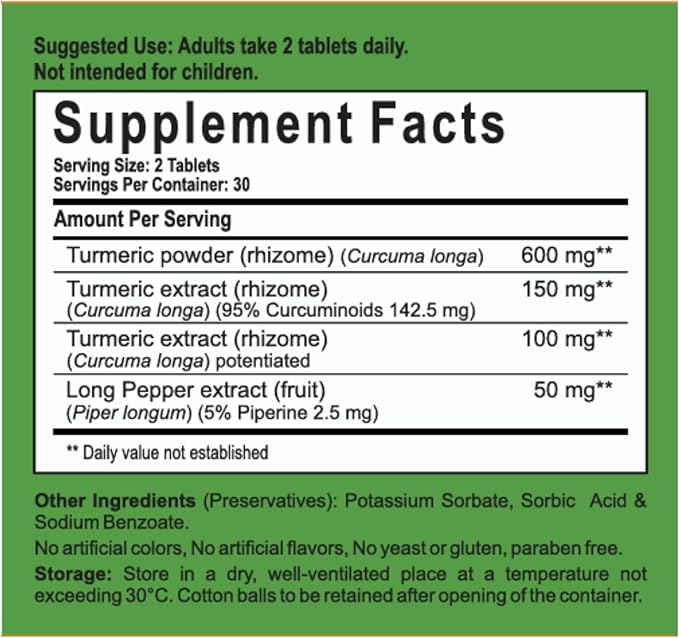 Haldi+ 850mg Turmeric Tablets with 95% Curcumin & Long Pepper | 60 Tablets | Maximum Absorption | Vegan Herbal Supplement | Pack of 1