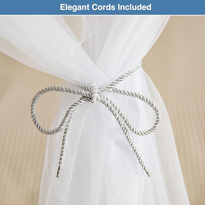 Mosquito Net for Single to King-Sized Beds – 4 Side Openings & 6 Hanging Loops – Decorative Rectangular Shape for Home & Travel – Bed Canopy Hanging Kit & Carrying Bag Included