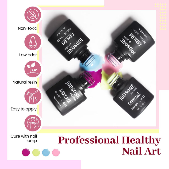 32+4 Pcs Gel Nail Polish Kit | Glitter Soak Off Gel for DIY Manicure