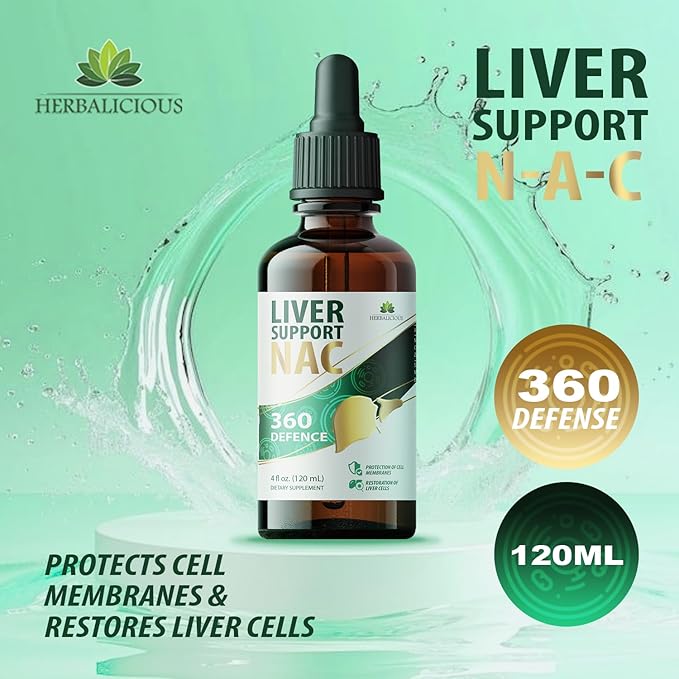 Liver Support NAC 360 Defense – Liquid Liver Health with NAC, Milk Thistle, Dandelion, Chicory, Turmeric, Chanca Piedra, Beet Root & Zinc – Supports Liver Detox, Cleanse & Cellular Health – 4 Fl Oz