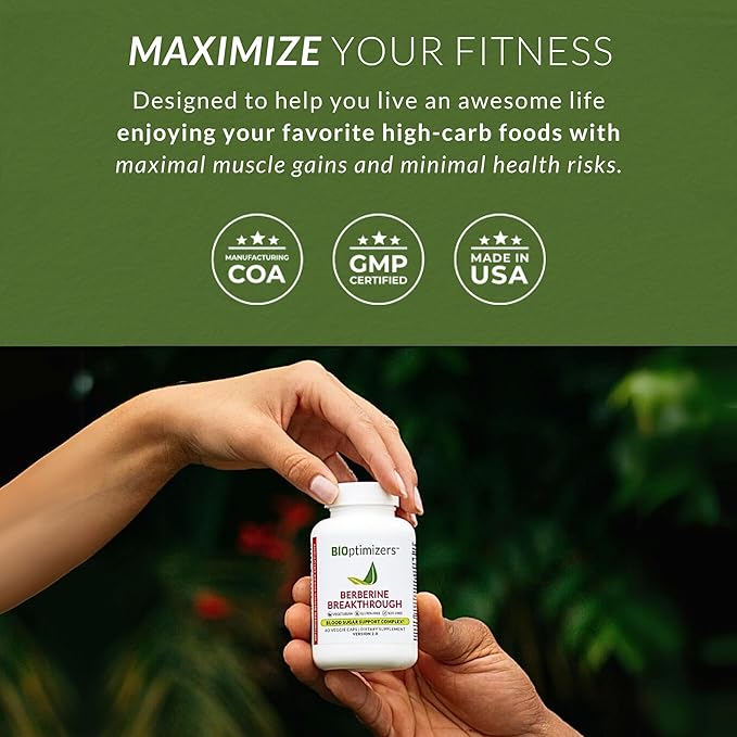 BIOptimizers Berberine Breakthrough 2.0 Supplement, 60 Capsules - Vegetarian, Gluten- and Soy-Free