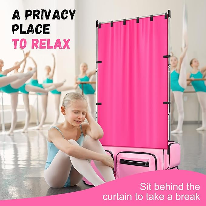 RunNico 59'' x 31.5'' Privacy Curtain for Dance Bag, Portable Dancer Changing Curtain with Storage Bag, Backstage Privacy Changing Room for Training Competition Backstage Outdoor Camping (Red)