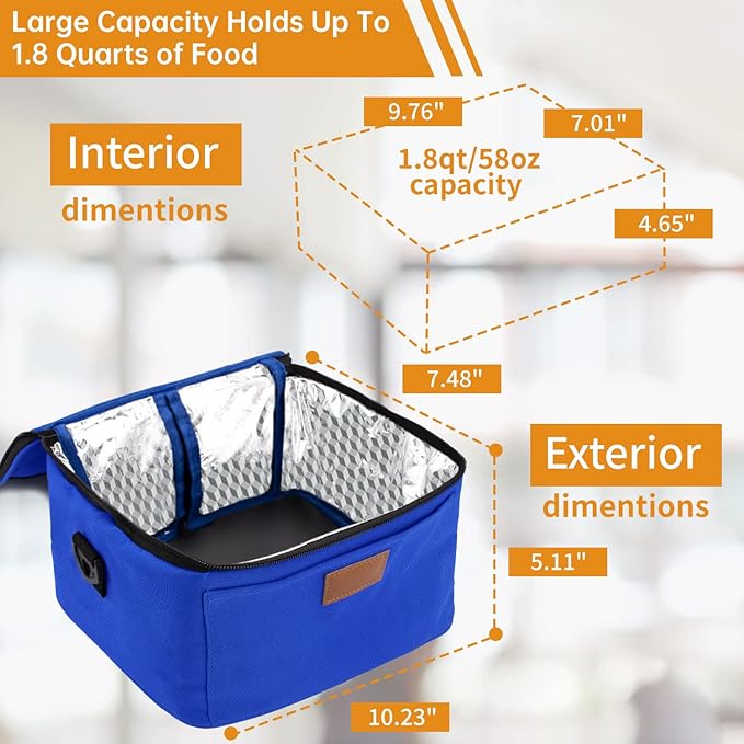 Aotto Portable Electric Lunch Box Food Heater - 110V Portable Oven and Food Warmer, Heated Lunch Box for Adults, Cook, Reheat, and Keep Meals Warm for Travel, Office, and Home - Blue