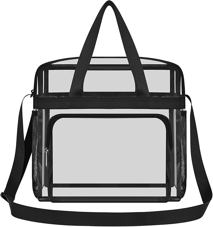 USPECLARE Clear Tote Stadium Approved, Security Travel & Gym Clear Bag for Work Sports Games Concerts