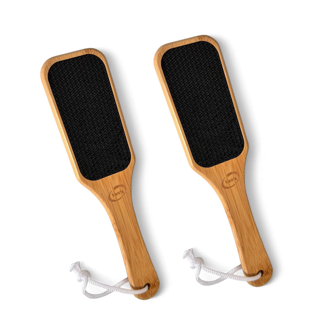 Vanfa Callus Remover for feet Foot Scrubber Pedicure Tools for feet Bamboo Handle Nano Glass Foot File Callus Remover #79025 (Pack of 2)