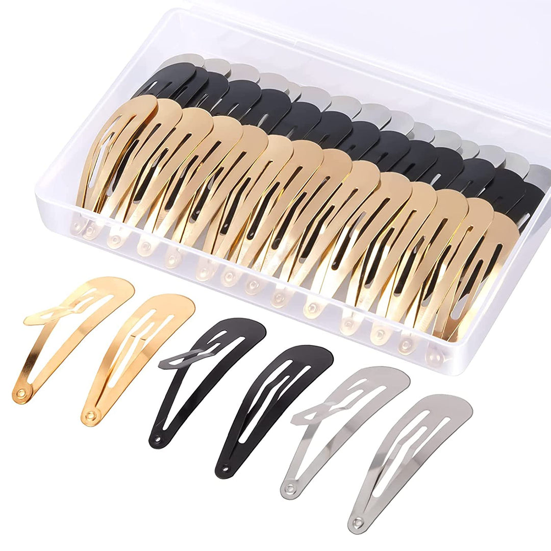 60 Pcs Snap Hair Clips with Storage Box, 2 Inch No Slip Metal Hair Clips Barrettes for Styling, Hair Pins Accessories for Toddle