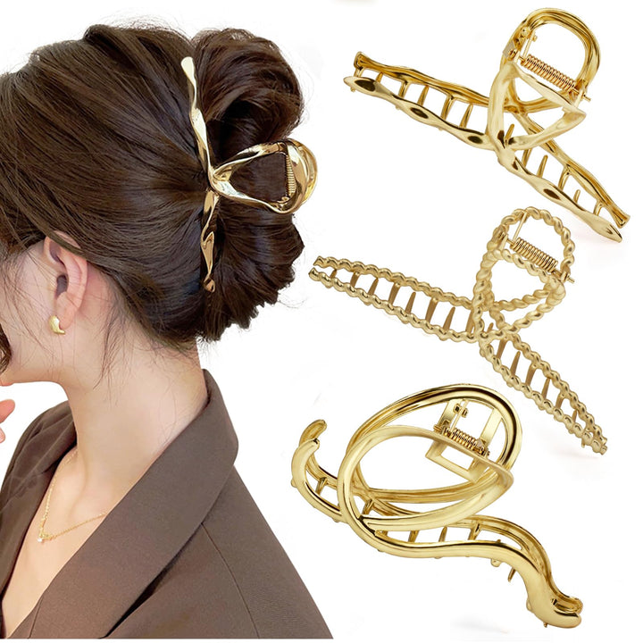 Mehayi 3 PCS Metal Large Hair Claw Clips for Thick Heavy Hair, Big Non-Slip Hair Catch Barrette Jaw Clamp, Strong Hold Claw Barrettes for Long Hair, Fashion Hair Styling Accessories for Women Girls