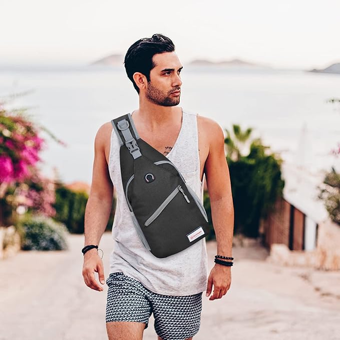 ZOMAKE Sling Bag for Women Men, Small Crossbody Sling Backpack, Mini Water Resistant Shoulder Daypack for Travel, Anti Thief Chest Bag for Hiking, Sports,Black(new)