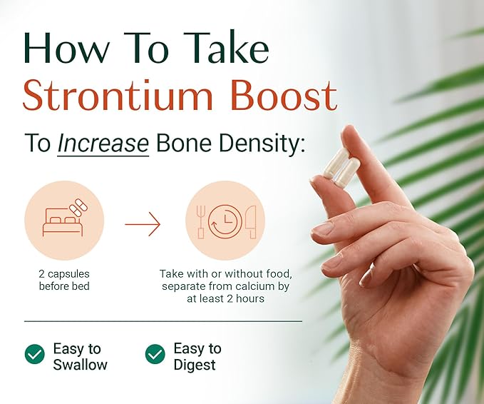 AlgaeCal - Strontium Boost, Natural Strontium Supplement for Bone Density Increase, Strontium Citrate 680 mg, Easy to Swallow for Bone Health & Bone Strength, Gluten-Free - Veggie Caps, 3 Month Supply