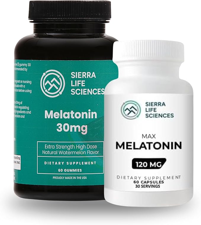 Melatonin Sleep Support Bundle | 30mg Watermelon Gummies & 120mg High-Dose Capsules | Advanced Sleep Aid for Adults | Vegan & Non-GMO