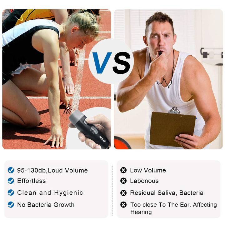 ANIZR Electronic Whistles with Lanyard,Adjustable 3 Tone & 3 High Volume Hand Emergency Whistle Basketball Referee Whistle for Coach,Teacher,Police,Outdoor Camping Boating Hiking,Black (with Battery)