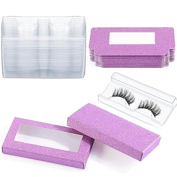 40 Pieces Lash Packaging Wholesale Empty Eyelashes Box and False Trays, 20 Eyelash Boxes with Tray (Black)
