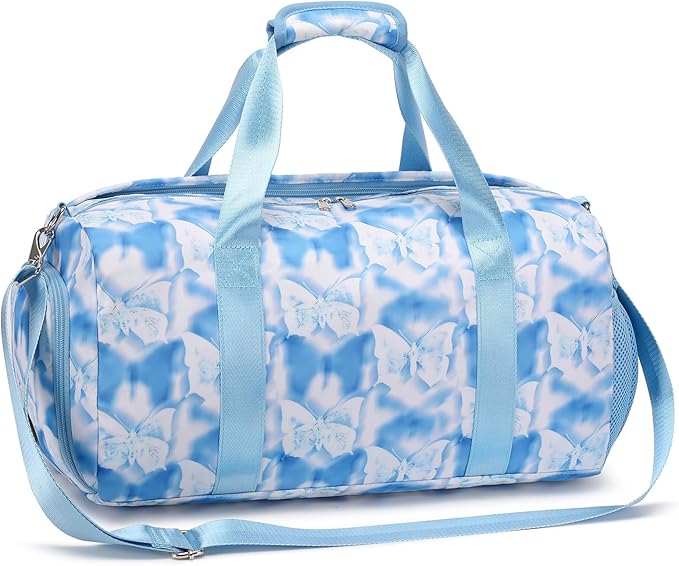 Butterfly Dance Duffel for Girls - Gymnastics & Overnight Bag with Shoe Compartments