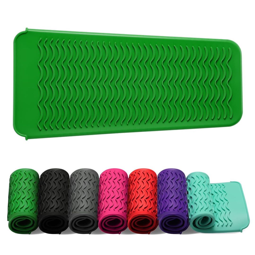 ZAXOP Resistant Silicone Mat Pouch for Flat Iron, Curling Iron,Hot Hair Tools (Green)