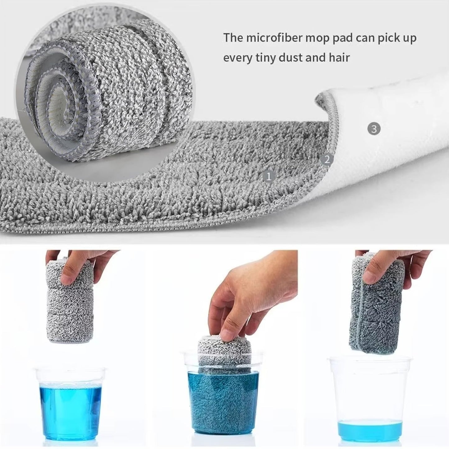 10 Pcs Microfibre Mop Pads, Microfiber Mop Pads Replacement Fit for All Spray Mops, Reusable Wet & Dry Refill Mop Cleaning Pads, Washable Flat Mop Pads for Most Floor Wall Office Home (Gray)