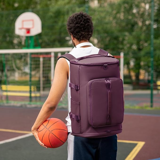 Gym Bag with Shoes Compartment - Duffle Bag for Men and Women, Travel Backpack Weekender Overnight Bag, Sports Bag with Wet Pocket Purple - MIYCOO