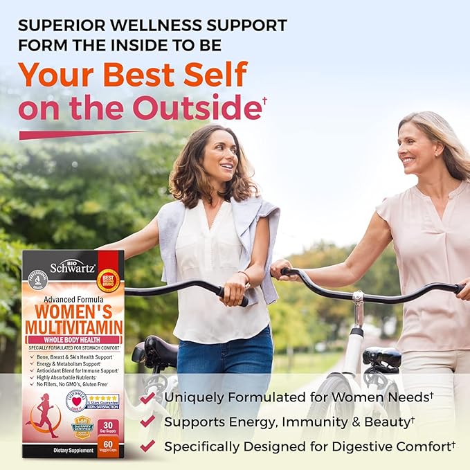 Multivitamin for Women with Vitamin D3 - Multivitamins for Bone Breast Skin Joint Energy - Vitamins for Immunity Support - Immune System Boost Natural Immune Defense - Joint Support Supplement - 60Ct