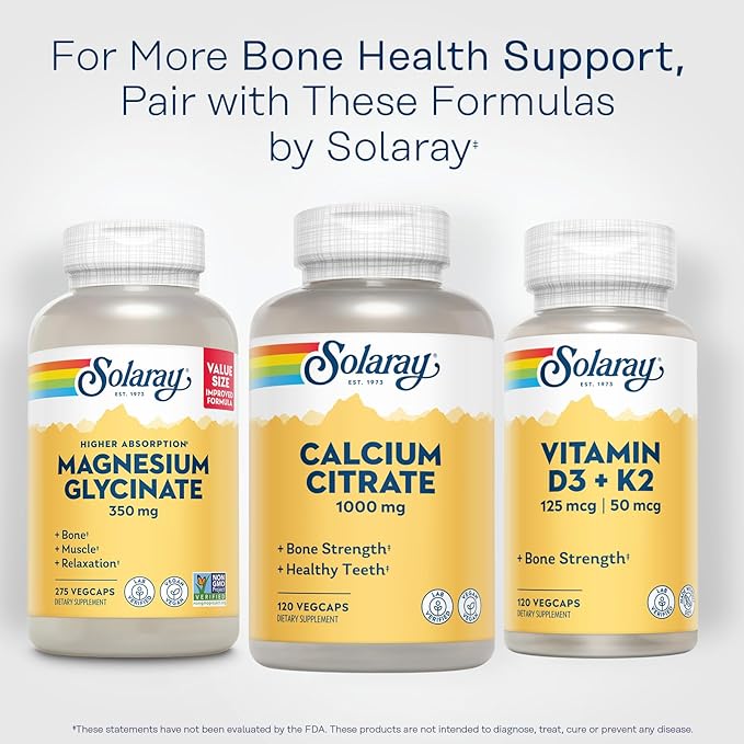 Solaray Calcium Citrate 1000mg - Chelated Calcium Supplement - Supports Bone Strength and Healthy Teeth - Easy to Digest - 60-Day Guarantee, Vegan - 30 Servings, 120 VegCaps