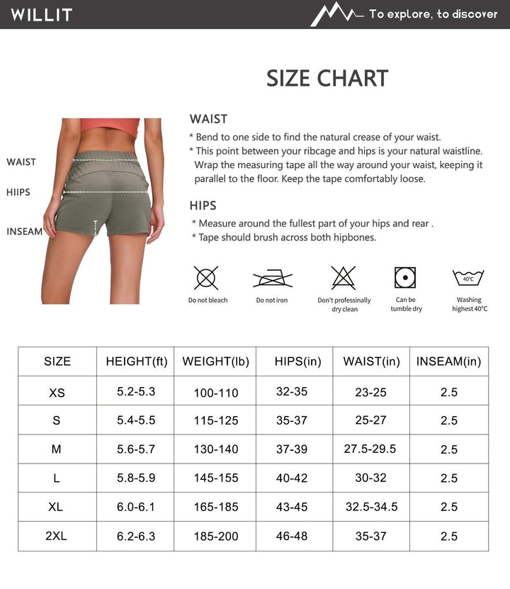 Willit Women's Shorts Hiking athletic Shorts Yoga Lounge Active Workout Running Shorts Comfy Casual with Pockets Blue Ashes XS