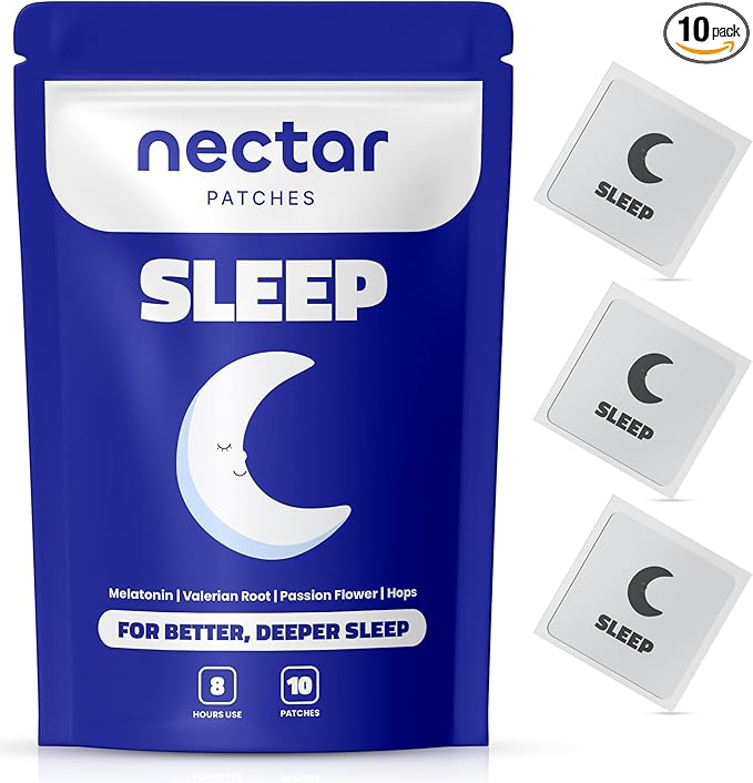 10x Sleep Patches with 6mg Melatonin, Valerian Root, Passion Flower & Hops | Extra Strength Formula for Deep, Restful Sleep | Easy-to-Apply, Long-Lasting & Comfortable