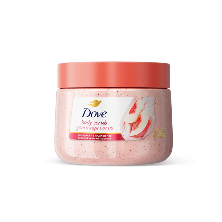 Dove White Peaches & Crushed Rice Body Scrub Exfoliates and Deeply Nourishes for Smooth, Radiant Skin 15oz