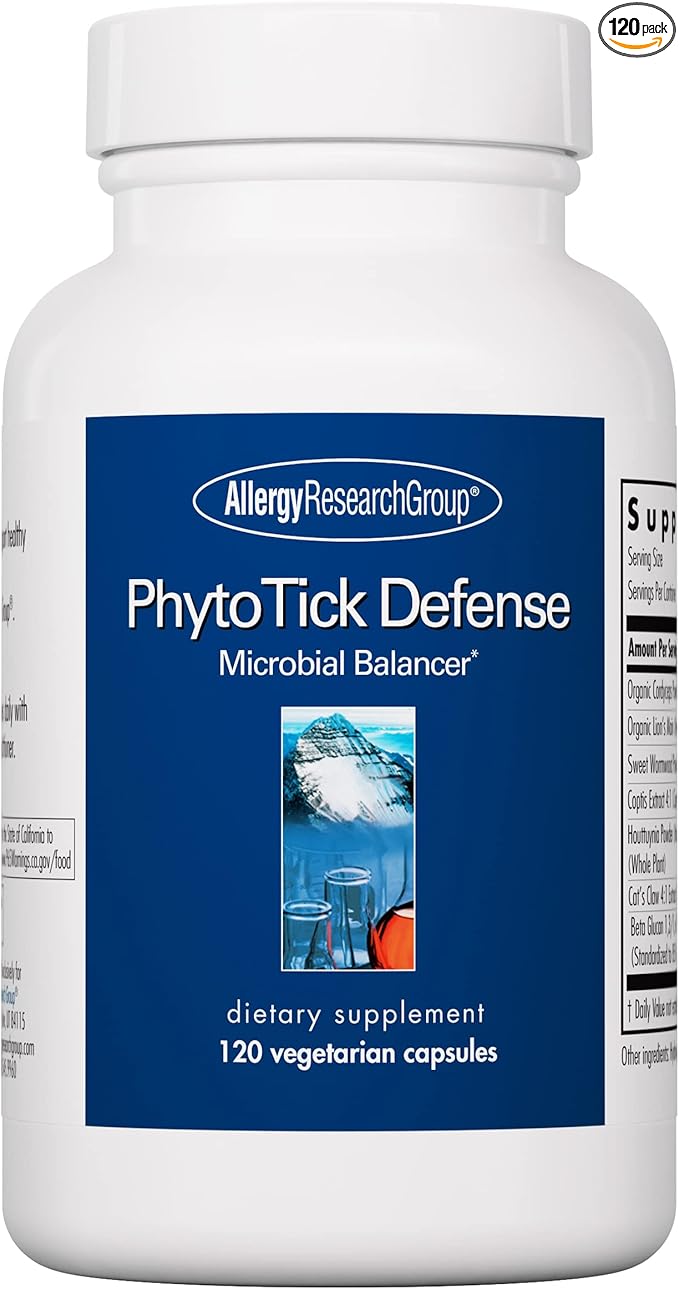 Allergy Research Group Phyto Tick Defense Supplement - Mushroom Complex, Mushroom Extract Powder in Convenient Capsules, Nootropic with Lions Mane, Cordyceps, Beta Glucans - 120 Vegetarian Capsules