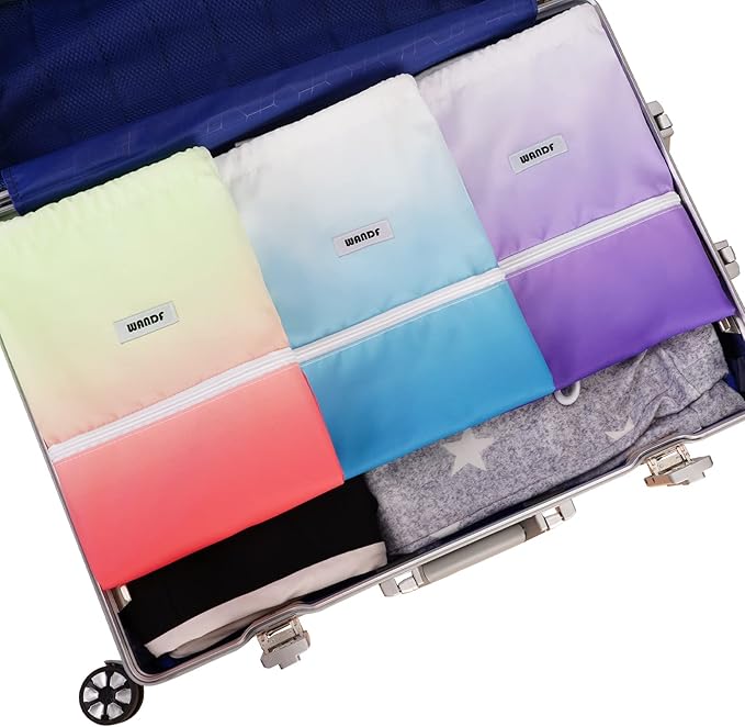 WANDF Drawstring Backpack String Bag Sackpack Cinch Water Resistant Nylon for Sport Yoga Gym Shopping (Blue Gradient)