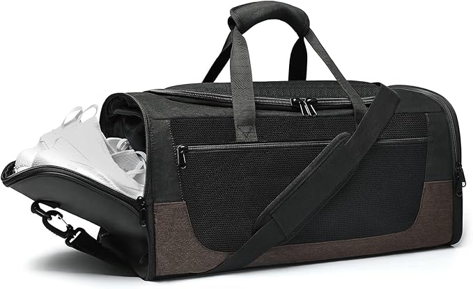 Gym Duffle Bag for Men and Women, Small Travel Duffle Bag Fitness Workout Bag with Wet Pocket and Shoes Compartment 40L Lightweight, Water Resistant Large Weekender Overnight Bags, Christmas Gift