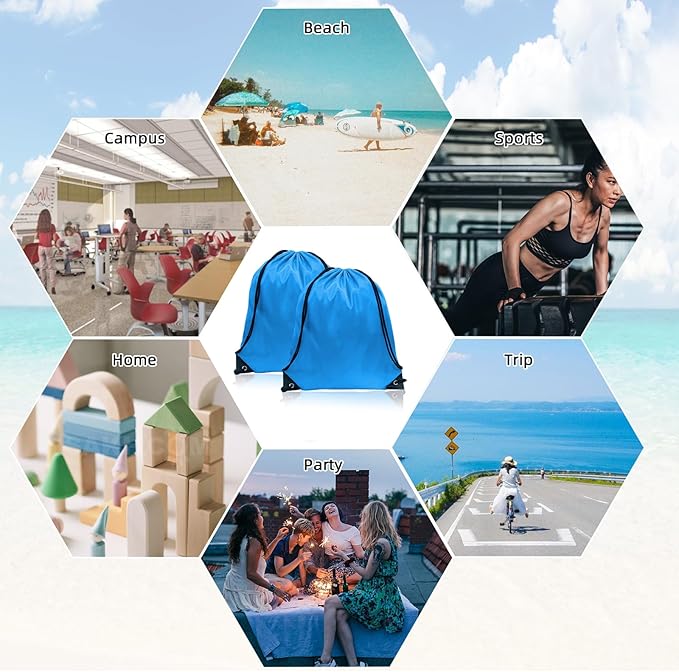 GoodtoU Drawstring Bags, Nylon Backpacks with Drawstring - Gym, Sport, Travel (10 Colors, 40Pcs)
