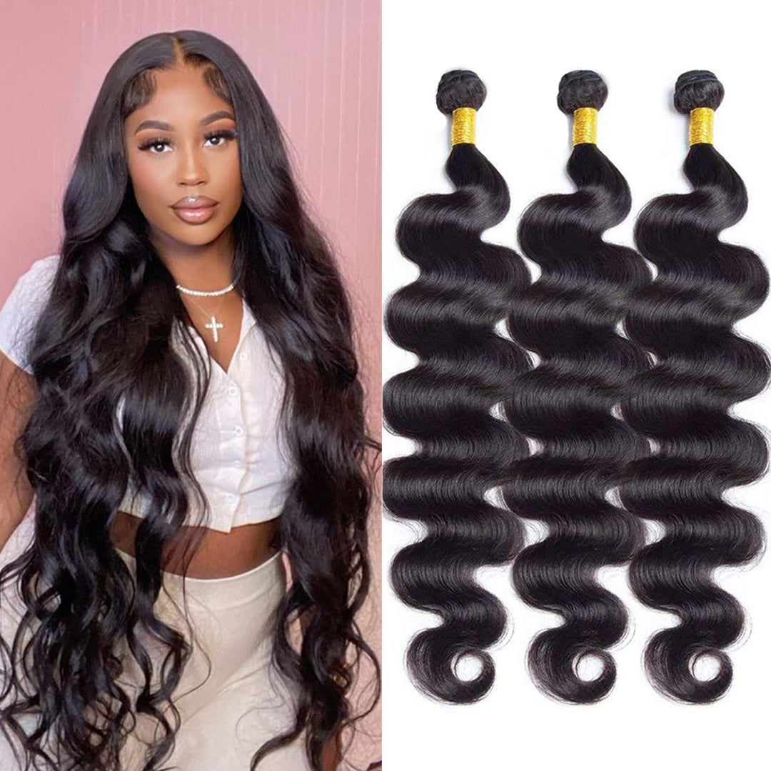 Mrladgo Brazilian Body Wave 3 Bundles Human Hair 32 32 32 Inch Unprocessed Human Hair Bundles Body Wave Natural Black Color Body Wave Hair Extensions
