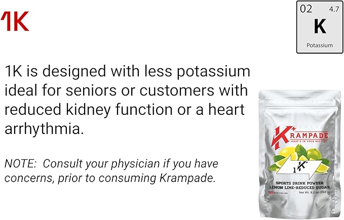1Krs Potassium Powder Drink Mix | 1000 mg | Hydration and Cramp Prevention