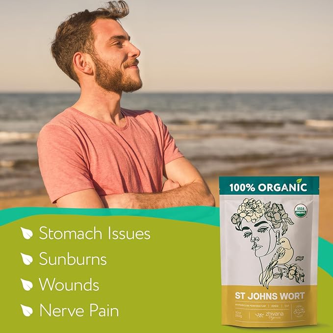 Saint John's Wort – Organic St Johns Wort Tea - Te De Hierba de San Juan Organica - St Johns Wart - St Johns Worts Plant (Hypericum Perforatum) – Large Bag 10 oz