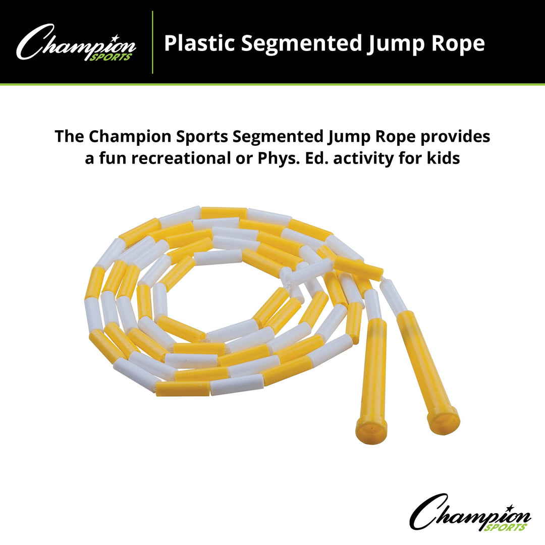 Champion Sports Classic Plastic Segmented Beaded Jump Ropes - Phys. Ed, Gym, Fitness and Recreational Use, 8'L, Yellow/White