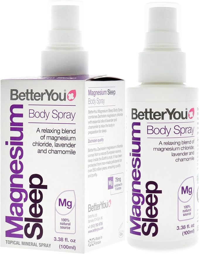 BetterYou Magnesium Muscle Body Spray - Relaxing Topical Magnesium and Essential Oil Spray - Lavender and Chamomile - Promotes Better Sleep - 3.38 oz (Pack of 3)