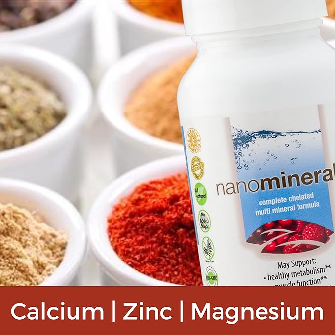 Biopharma Scientific NanoMinerals Complete Chelated Multi-Mineral Capsules | 30 Servings | Calcium, Iron, Magnesium, Zinc, Potassium, Manganese, Chromium, Copper