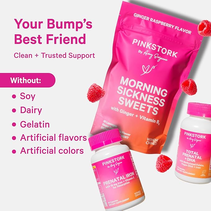 Pink Stork Premium Prenatal Gummy Vitamins with DHA, Folate, and Vitamin D - Multivitamin and Nutrient Blend for Neural Tube and Fetal Brain Development - Pregnancy Must Haves - 60 Vegan Gummies