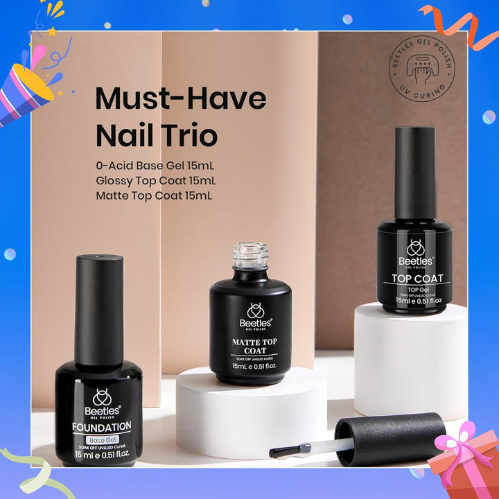 Beetles Gel Nail Polish Set | 3PCS 15ML | Long-Lasting Shine & Marble Effect