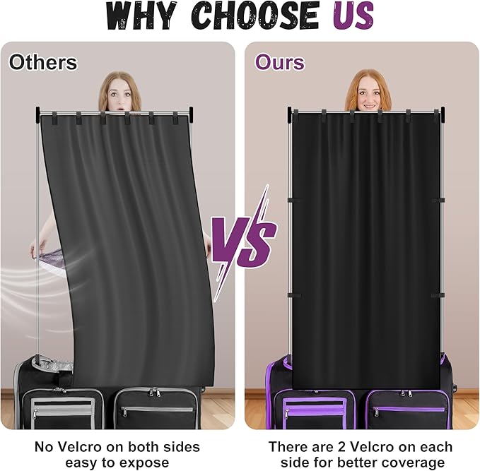 RunNico 59'' x 31.5'' Privacy Curtain for Dance Bag, Portable Dancer Changing Curtain with Storage Bag, Backstage Privacy Changing Room for Training Competition Backstage Outdoor Camping (Black)