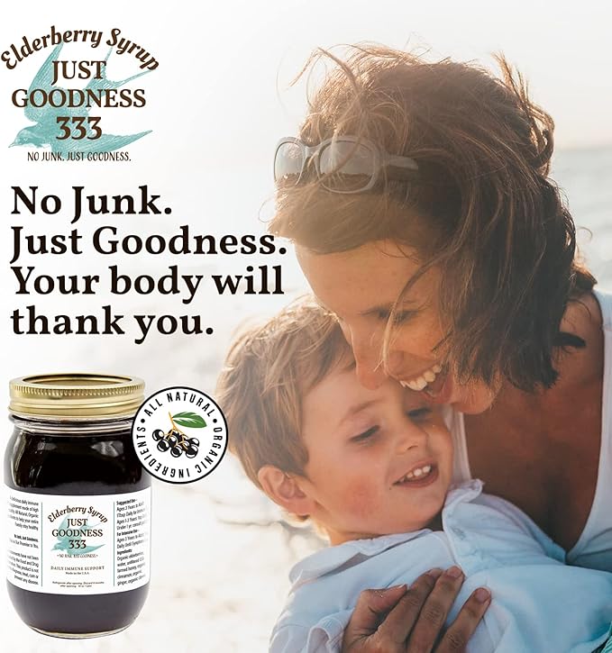 All Natural Elderberry Syrup (16 fl oz) for Adults and Kids, Daily Immune Support Herbal Supplement with Antioxidants, Organic Sambucus Elderberry