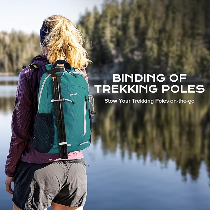 15L Water-resistant Hiking Daypack, Small Backpack Travel Outdoor, Lightweight Day Pack with Tool Loops