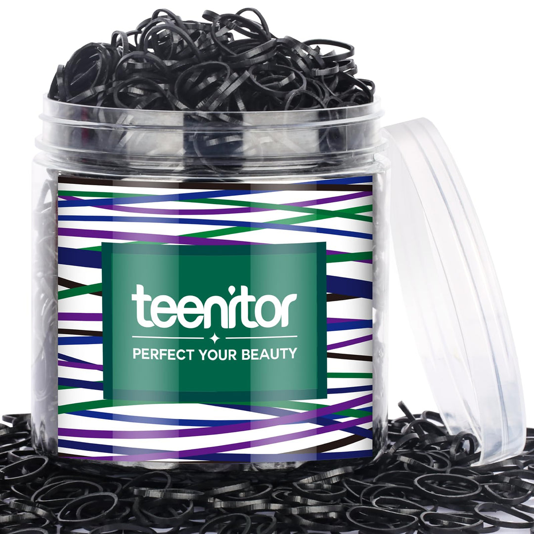 Teenitor 2000Pcs Black Hair Rubber Bands Soft Elastic Hair Ties For Kids Girls Hair Braids