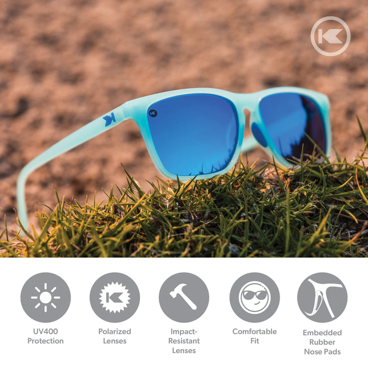 Knockaround Fast Lanes Sport - Polarized Running Sunglasses for Women & Men - Impact Resistant Lenses & Full UV400 Protection, Icy Blue/Moonshine