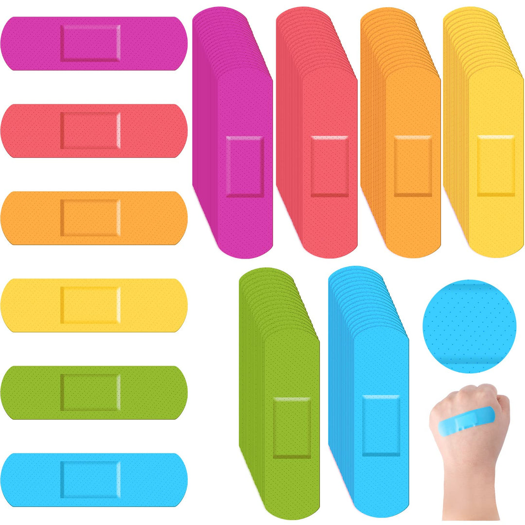 Yinder Kids Bandages Bulk Colorful Flexible Bandages Neon Waterproof Breathable Bandages Strip Protect Cuts and Scrapes for Children Toddlers, 2.83'' x 0.75''(540 Pcs)