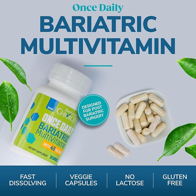Bariatric Choice Once-Daily Bariatric Multivitamin with 45 mg of Iron | Easy to Swallow Capsule | Vitamin for Bariatric Surgery Patients | 90 Count (3-Month Supply)