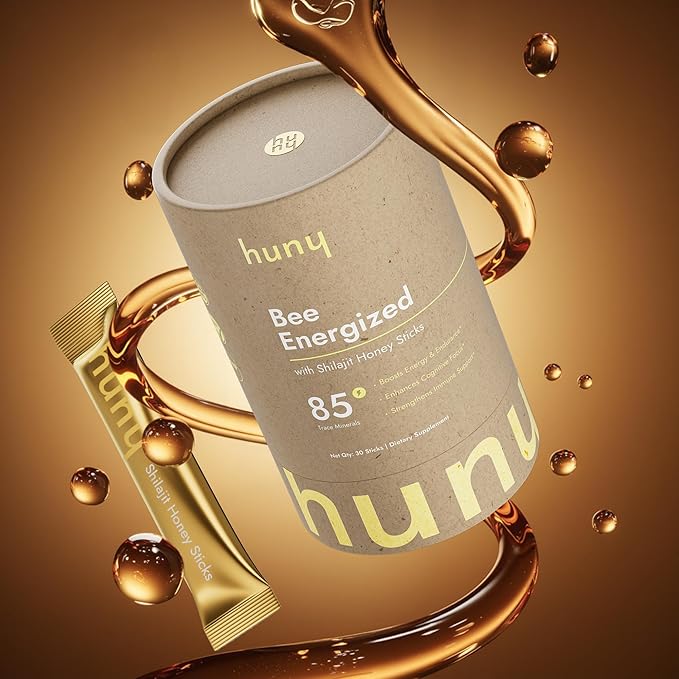 Bee Energized with Shilajit Honey Sticks | 85+ Trace Minerals for Clean Energy, Focus & Immune Support | Pure Himalayan Shilajit for Men & Women | 30 Count (Pack of 1)