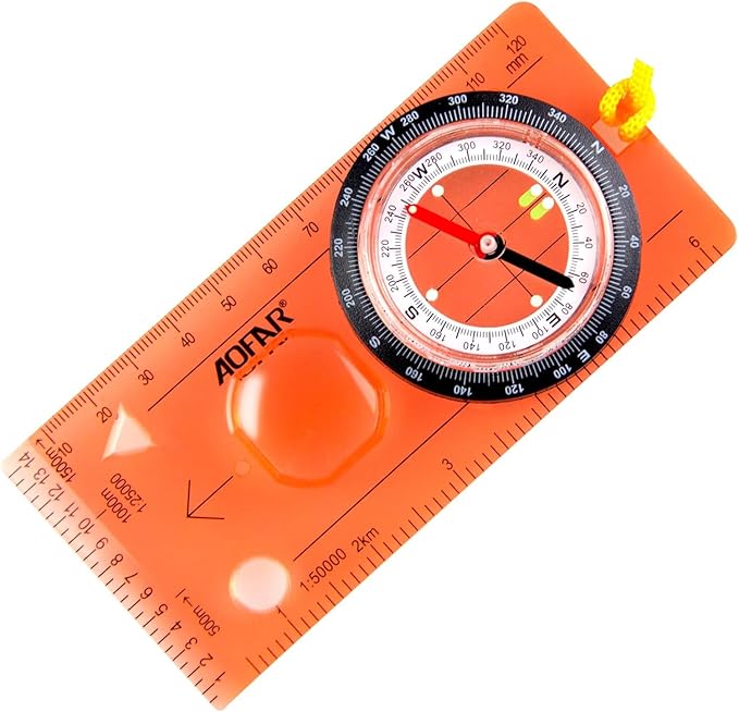 AOFAR Orienteering Compass AF-5C for Hiking, Boy Scout, Kids - Professional Field Compass for Map Reading, Navigation and Survival - Lightweight Mini Camping