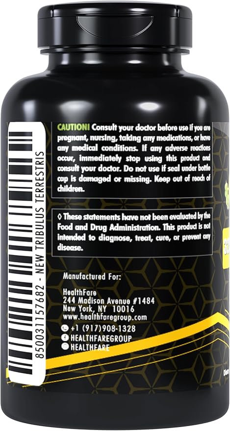 Tribulus Terrestris Extract 32,500mg | 200 Veg Capsules | Maximum Strength | Non-GMO | Gluten-Free