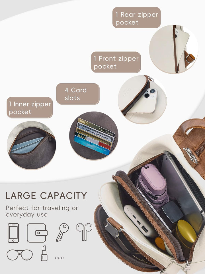 CLUCI Sling Bags for Women,Small Backpack for Women, Leather Sling Backpack Convertible Crossbody Bags for Women Travel