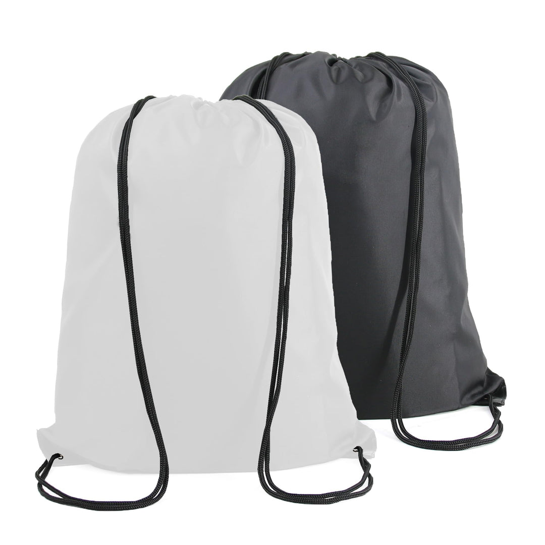 BeeGreen Black White Drawstring Backpack Bags Bulk 2 Pack X-Large 22.4" L x 17.5" W Sports Cinch Sackpack Gym String Bags Machine Washable Heavy Duty for Men Women
